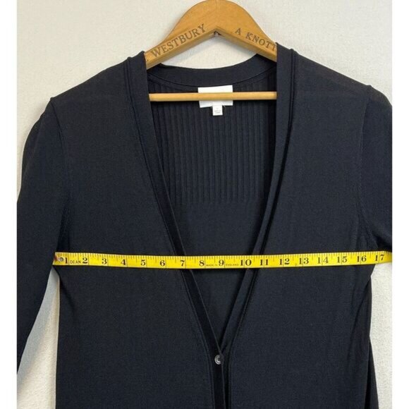 WILFRED Black Cardigan Womens Small Black Button‎ Up Deep V Slinky Stretch - Picture 8 of 9